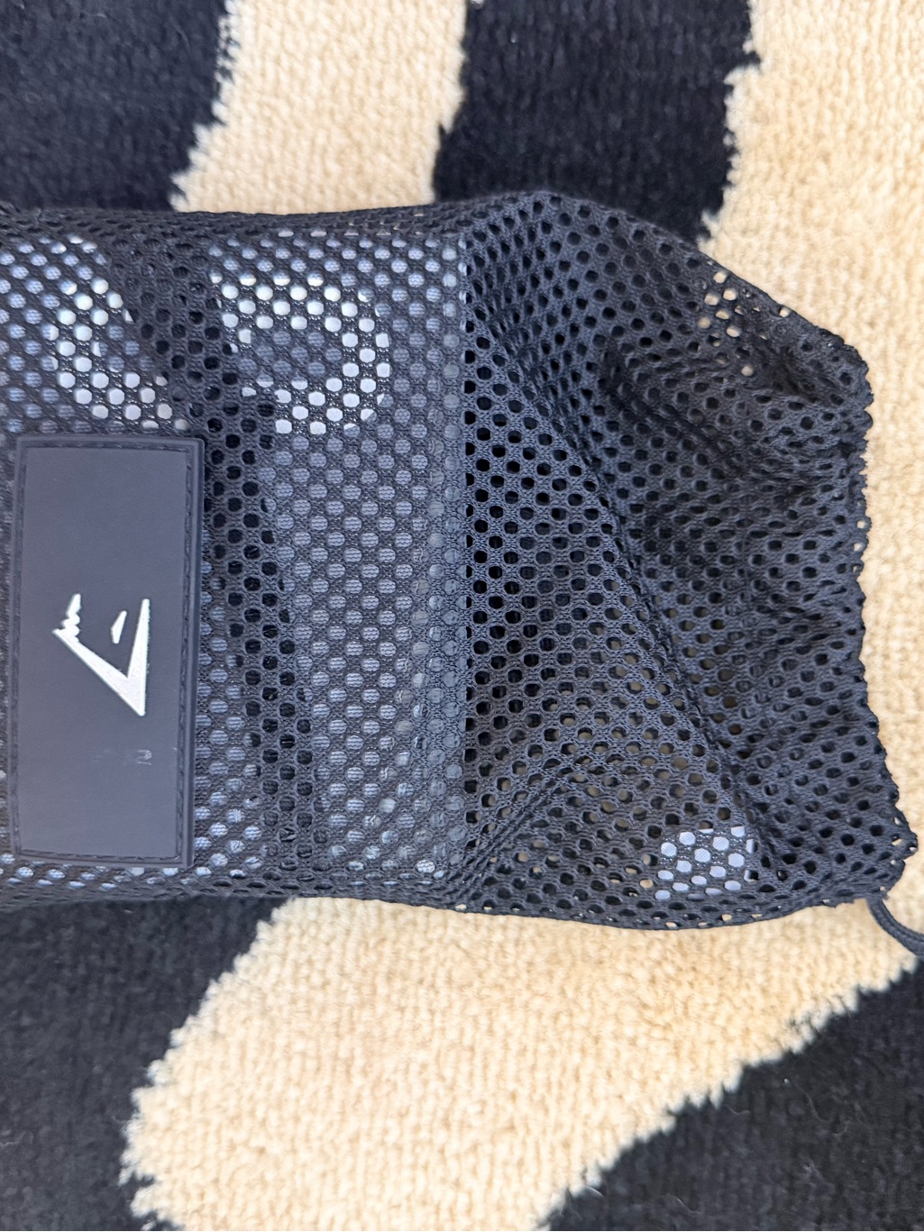 Gymshark Black Mesh Drawstring Pouch With Gray Logo Straps